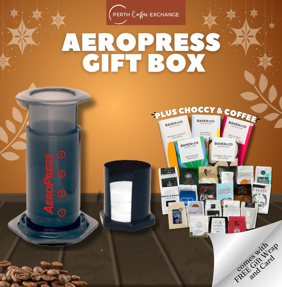 Aeropress Coffee Maker Gift Box with Choccy and Coffee Beans | Perth Coffee Exchange.