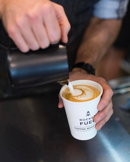 Rocketfuel takeaway coffee poured