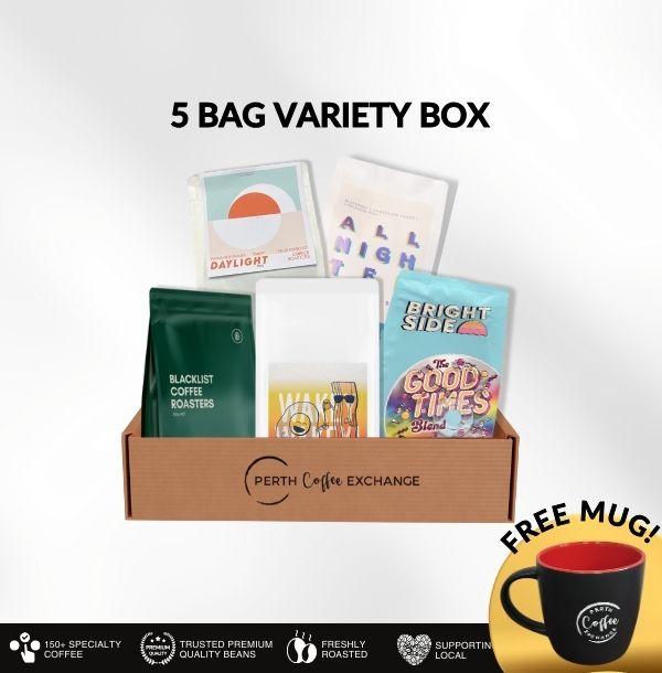 5 Bag Variety Box with free mug | PerthCoffeeExchange